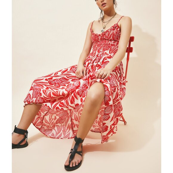 🎉LAST CHANCE🎉 FREE PEOPLE Sweet Nothings Midi Dress / Gardenia Combo - Picture 2 of 9
